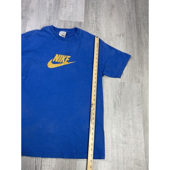 Vintage Nike Shirt Men's Size Large Center Swoosh Yellow Y2K 2000 Blue I - Picture 6 of 10